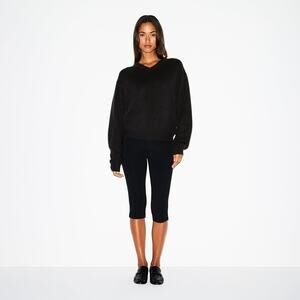 SKIMS Wool Cashmere Oversized V Neck Sweater | Onyx - Size 2X/3X